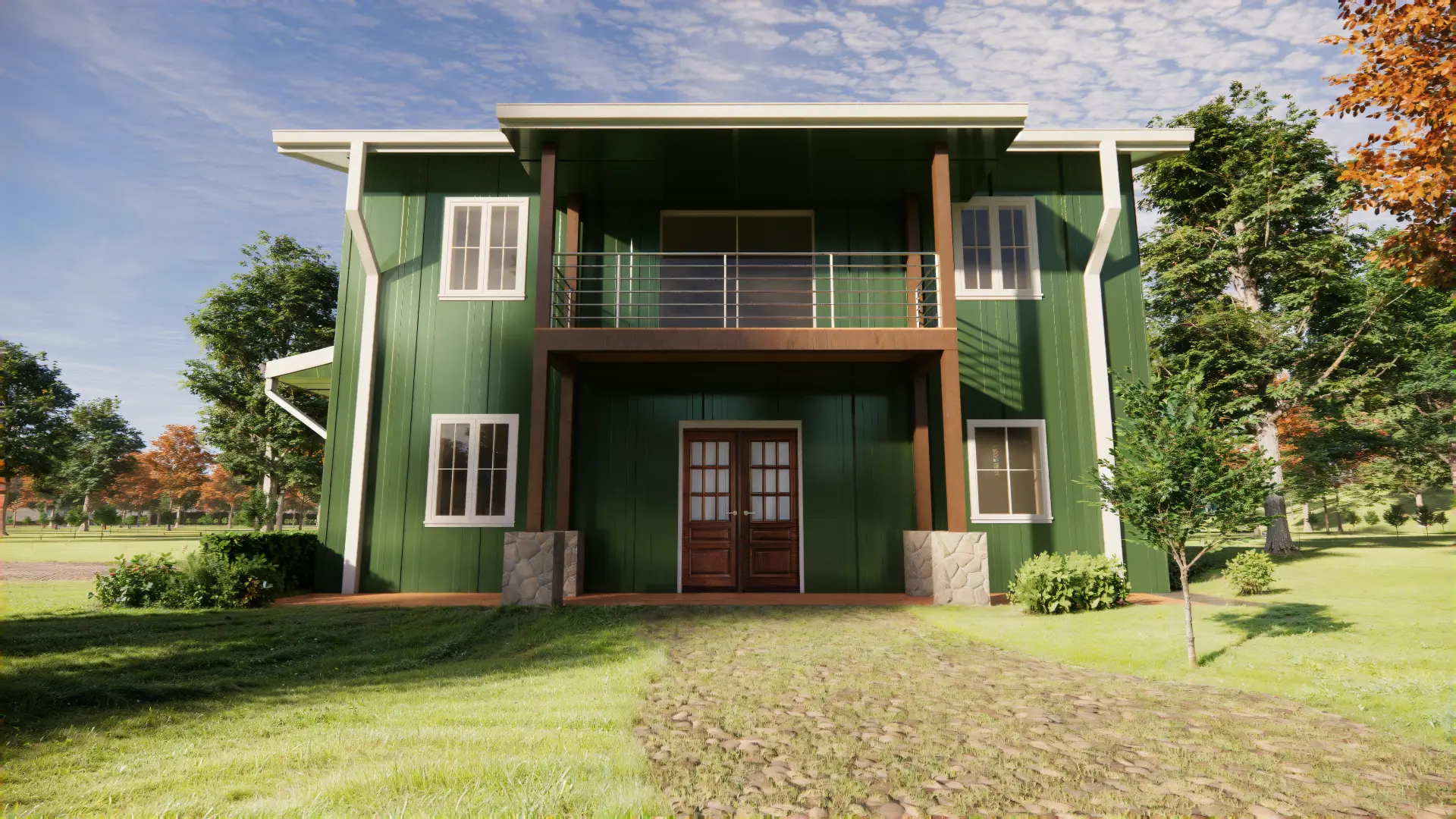 Exterior rendering concept for the Wilson Peak barndominium plan