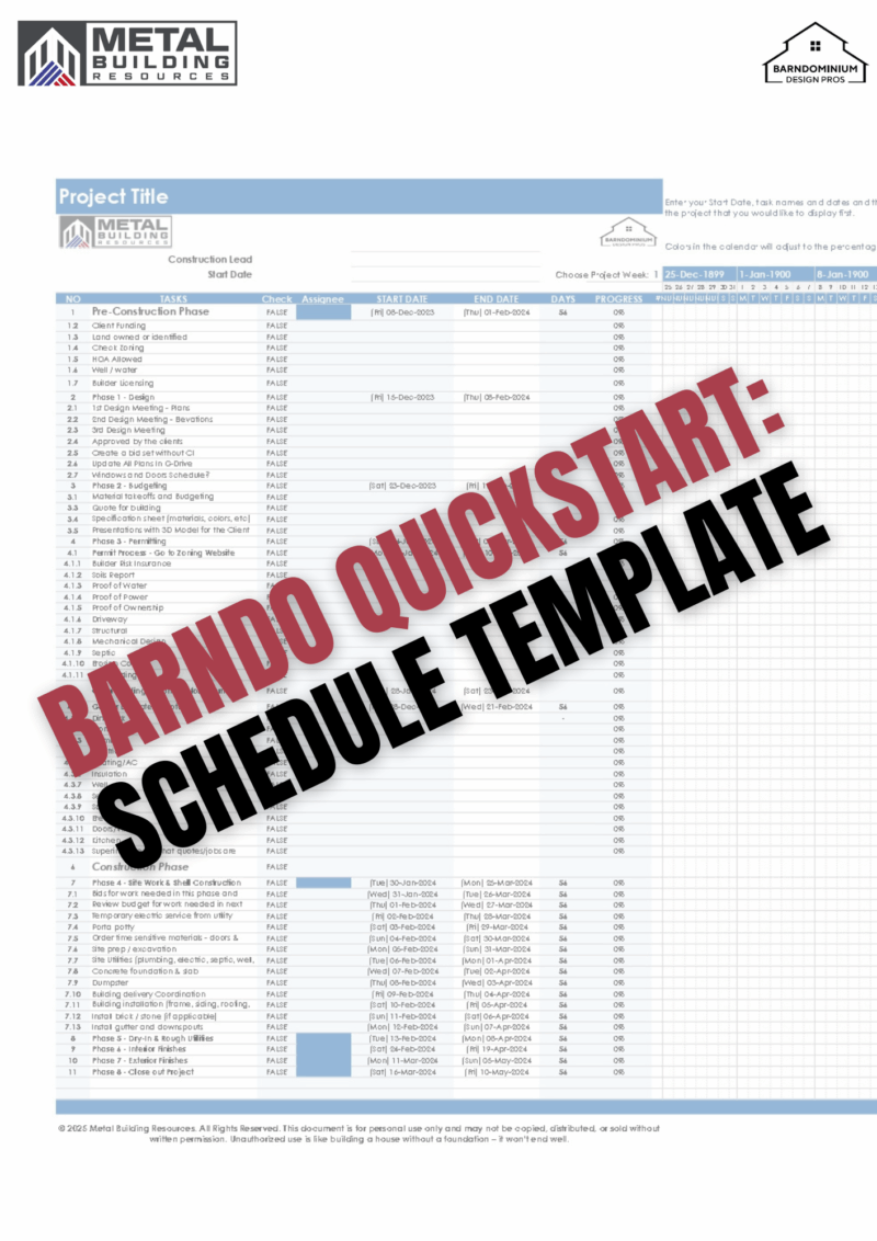Construction Schedule Template